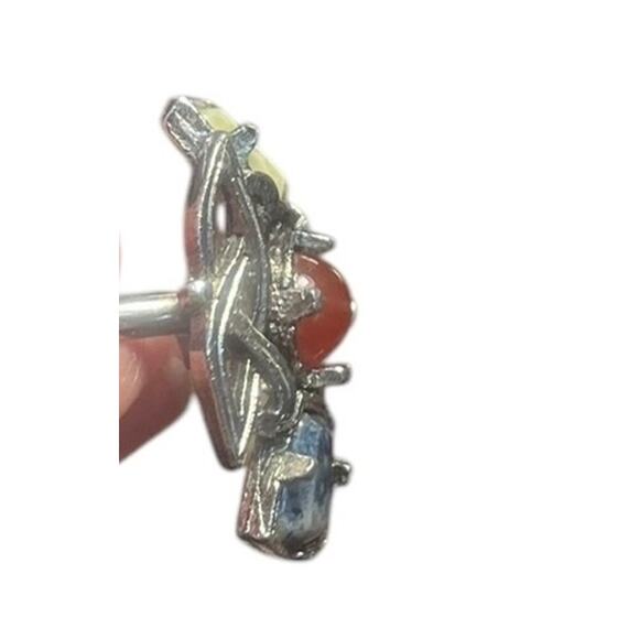 Vintage Celtic Carnelian and Agate Ring with Adjustable Shank Size 7 - Picture 2 of 6